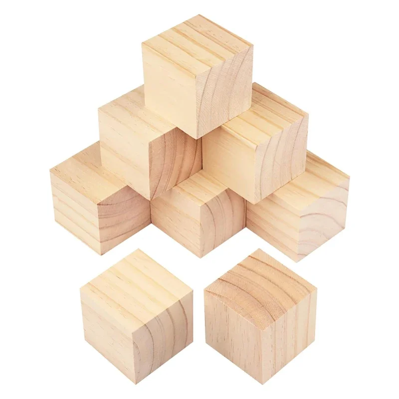 Art Craft 2 Year Olds - 1-5cm Natural Blank Wooden Blocks, Unfinished