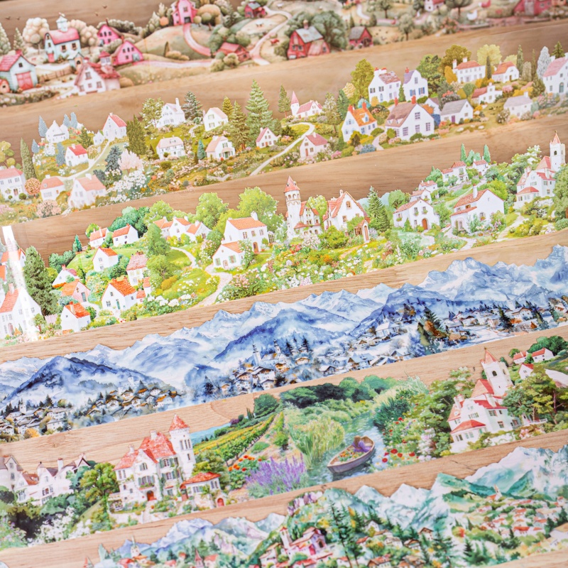 Art Craft Notebook - 6 Rolls 6Cm×200Cm Village Themed Tape
