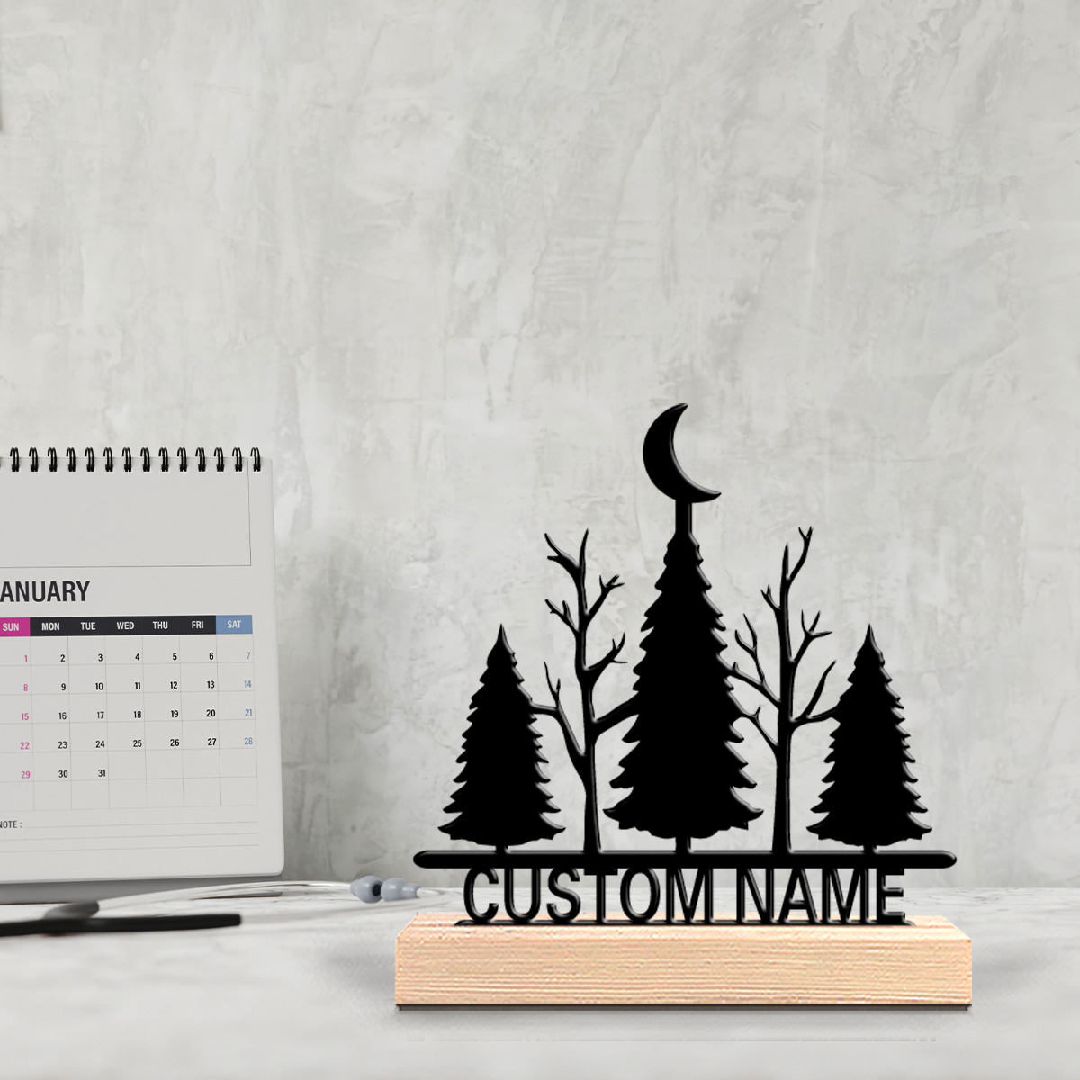 Art Craft Table - 1pc Minimalist moon tree Customized Text