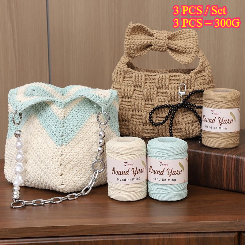 3PCS 300g Round Cotton Yarn So - Macrame Cord Cotton 评论和价格
