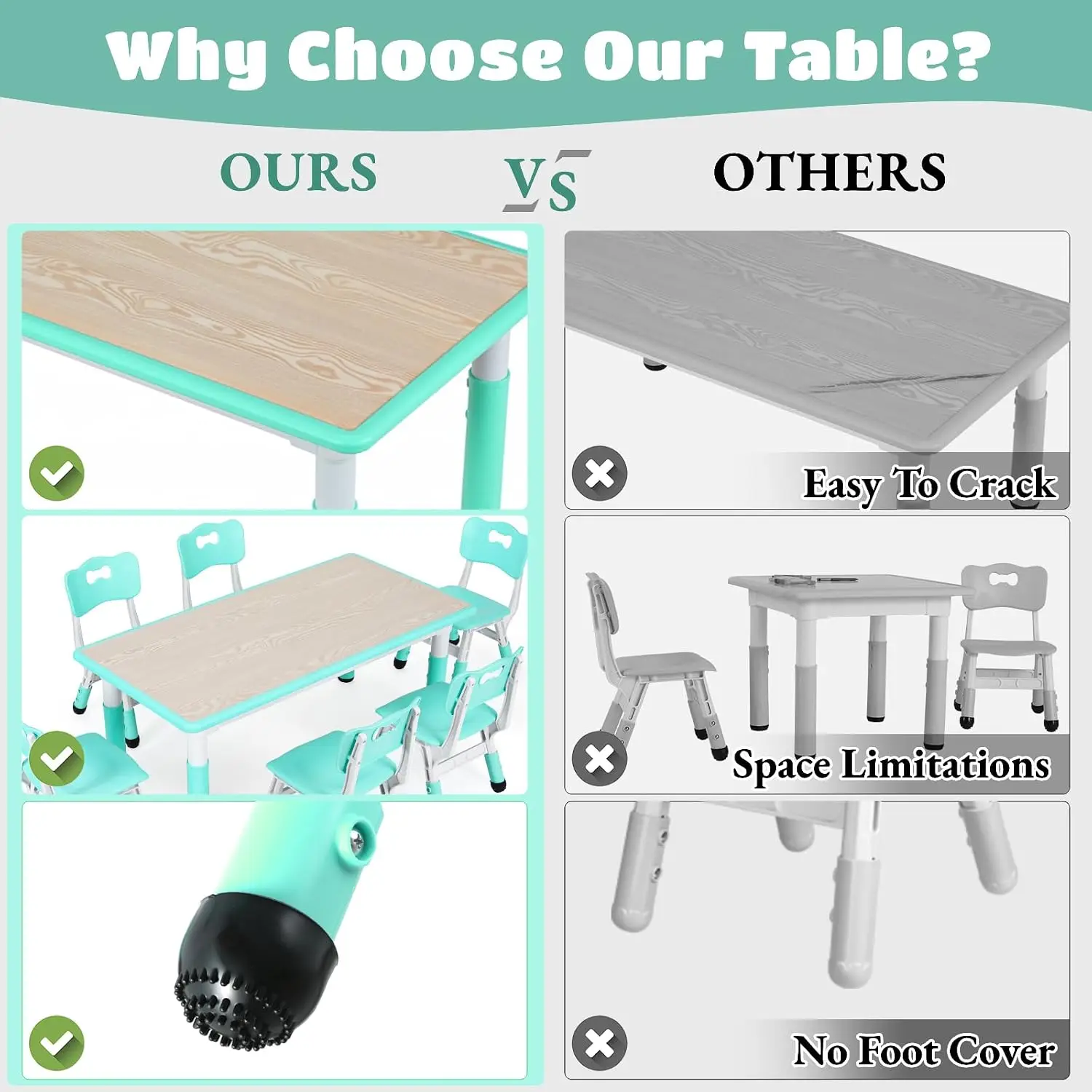 Kids Table and 6 Chairs Set, H - Art Craft Activities For Preschoolers 评论和价格