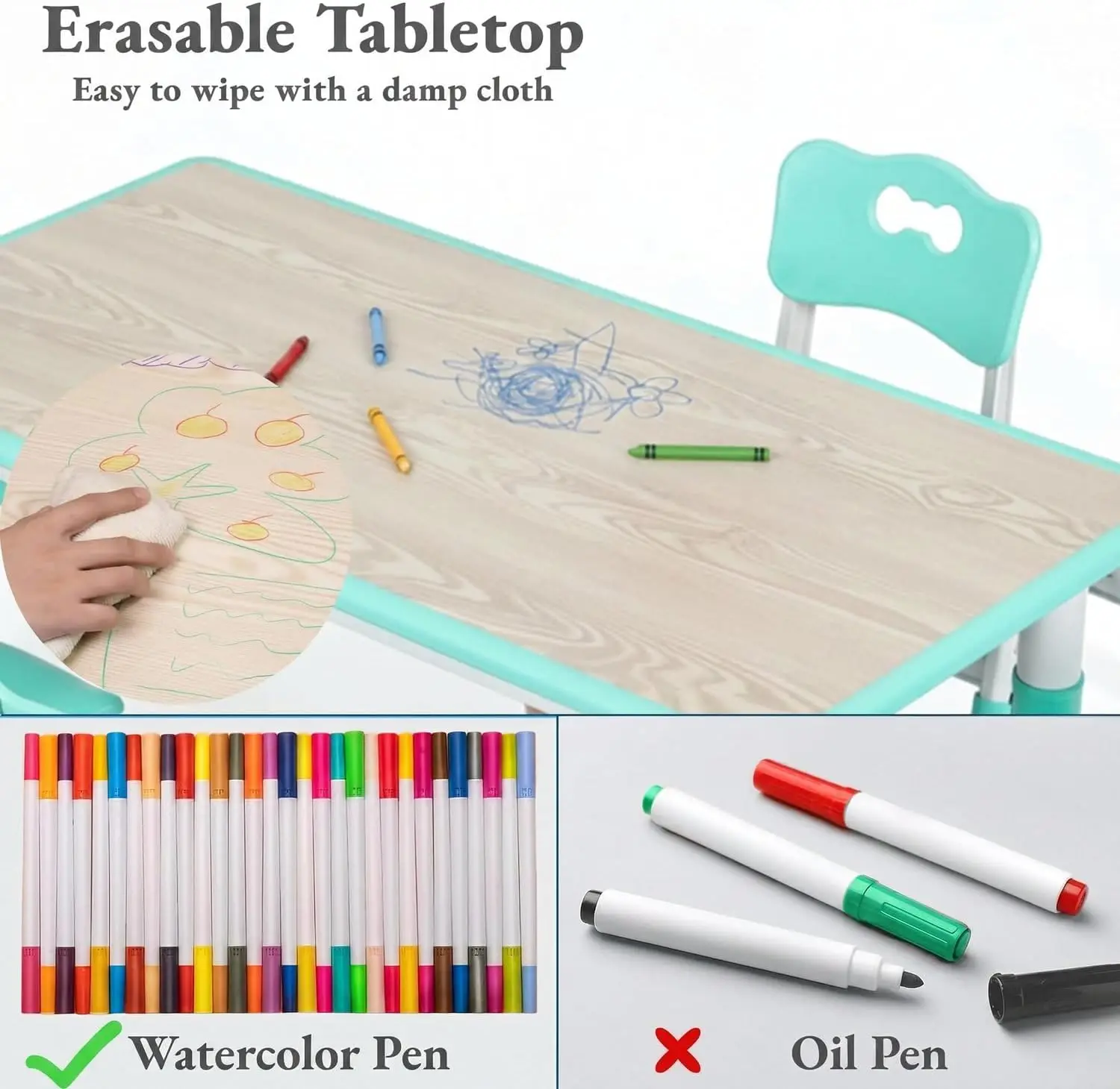Kids Table and 6 Chairs Set, H - Art Craft Activities For Preschoolers 评论和价格
