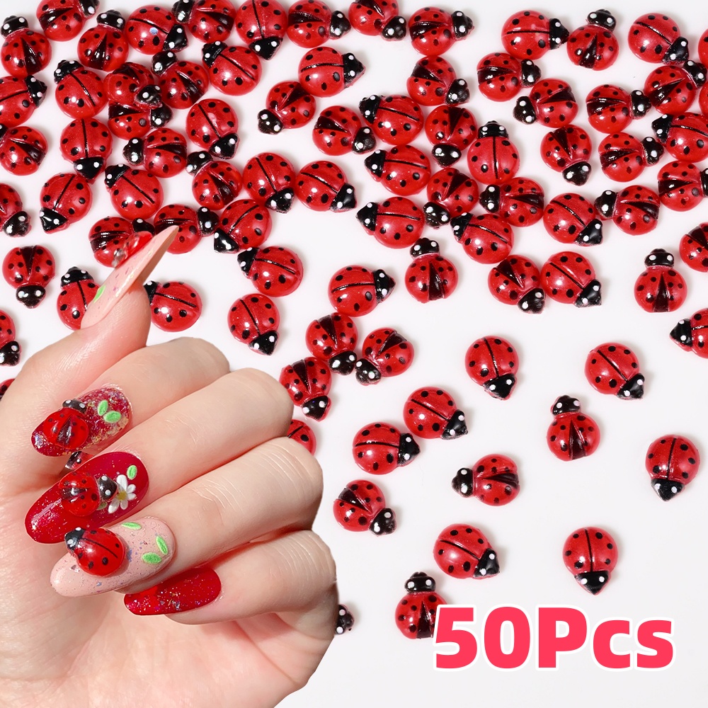 50Pcs 3D Red Ladybug Nail Char - Art Craft Ladybug 评论和价格