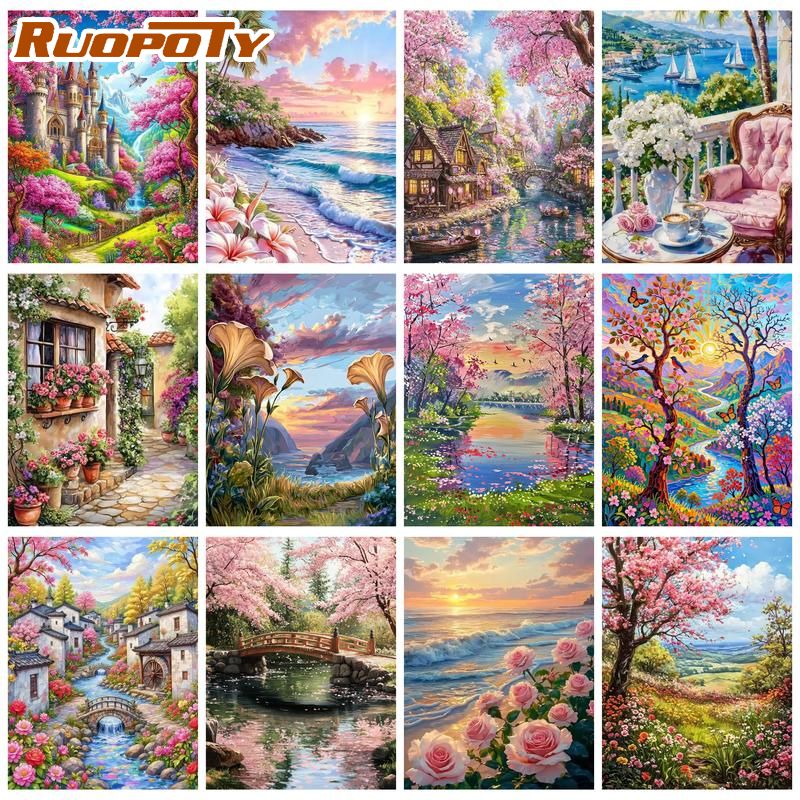 RUOPOTY Sunset Beach Paint By  - Art Craft Easy Ideas 评论和价格
