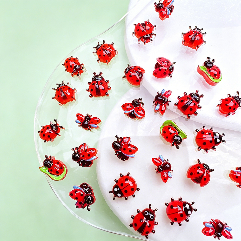 50Pcs 3D Cartoon Ladybug Resin - Art Craft Ladybug 评论和价格
