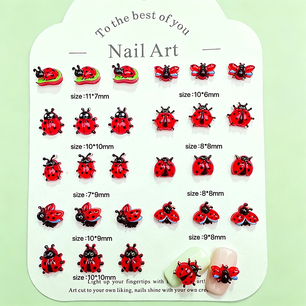 50Pcs 3D Cartoon Ladybug Resin - Art Craft Ladybug 评论和价格