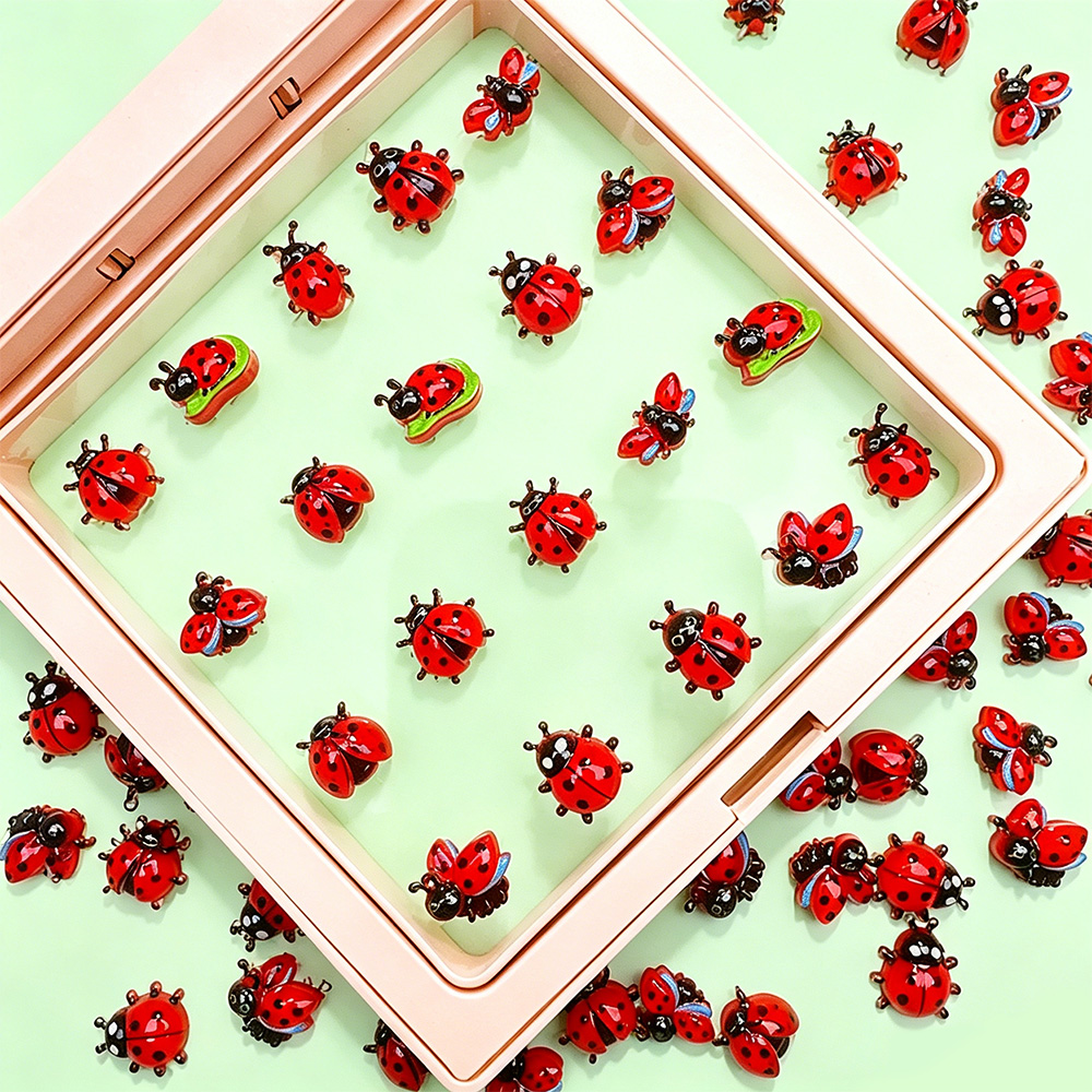 50Pcs 3D Cartoon Ladybug Resin - Art Craft Ladybug 评论和价格