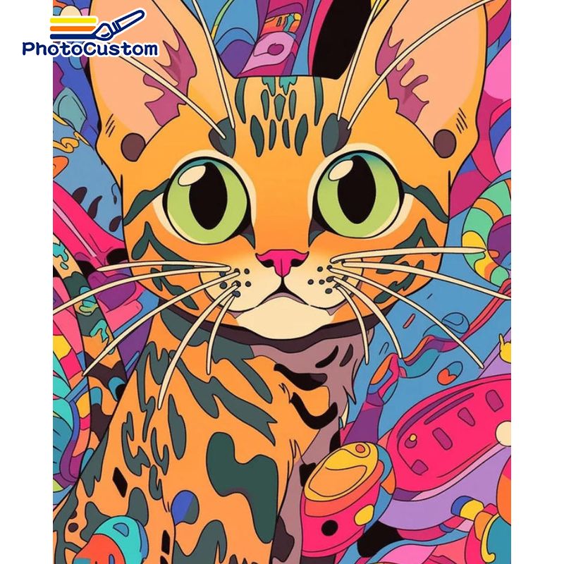 PhotoCustom Ginger Cat Paintin - Art Craft Easy Ideas 评论和价格