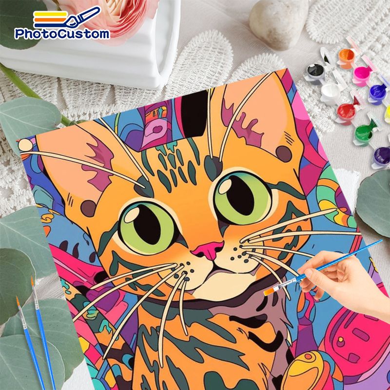 PhotoCustom Ginger Cat Paintin - Art Craft Easy Ideas 评论和价格