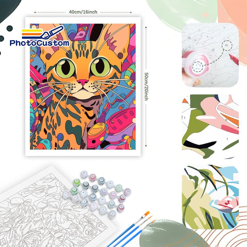 PhotoCustom Ginger Cat Paintin - Art Craft Easy Ideas 评论和价格