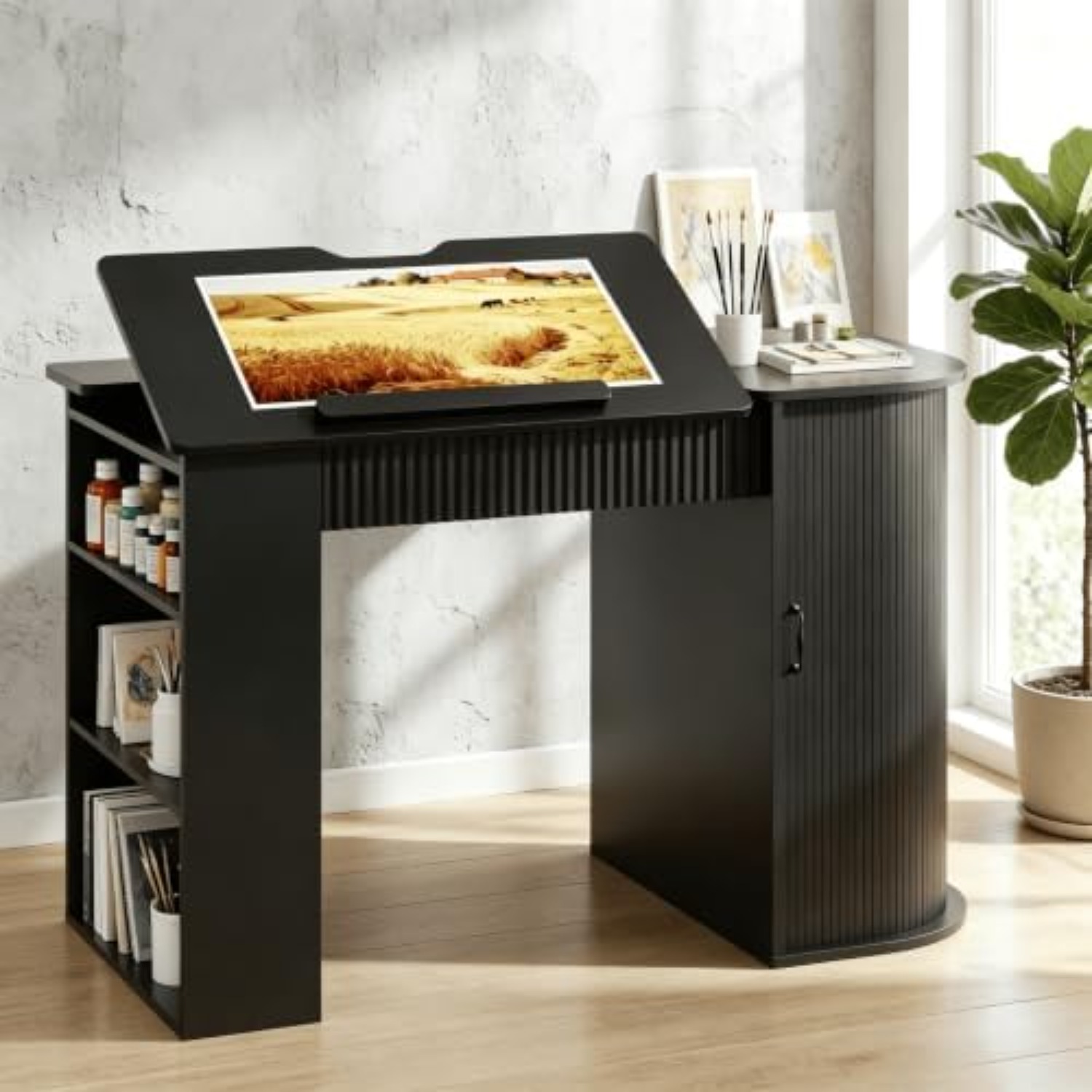 Drafting Table with Storage Ca - Art Craft Table 评论和价格