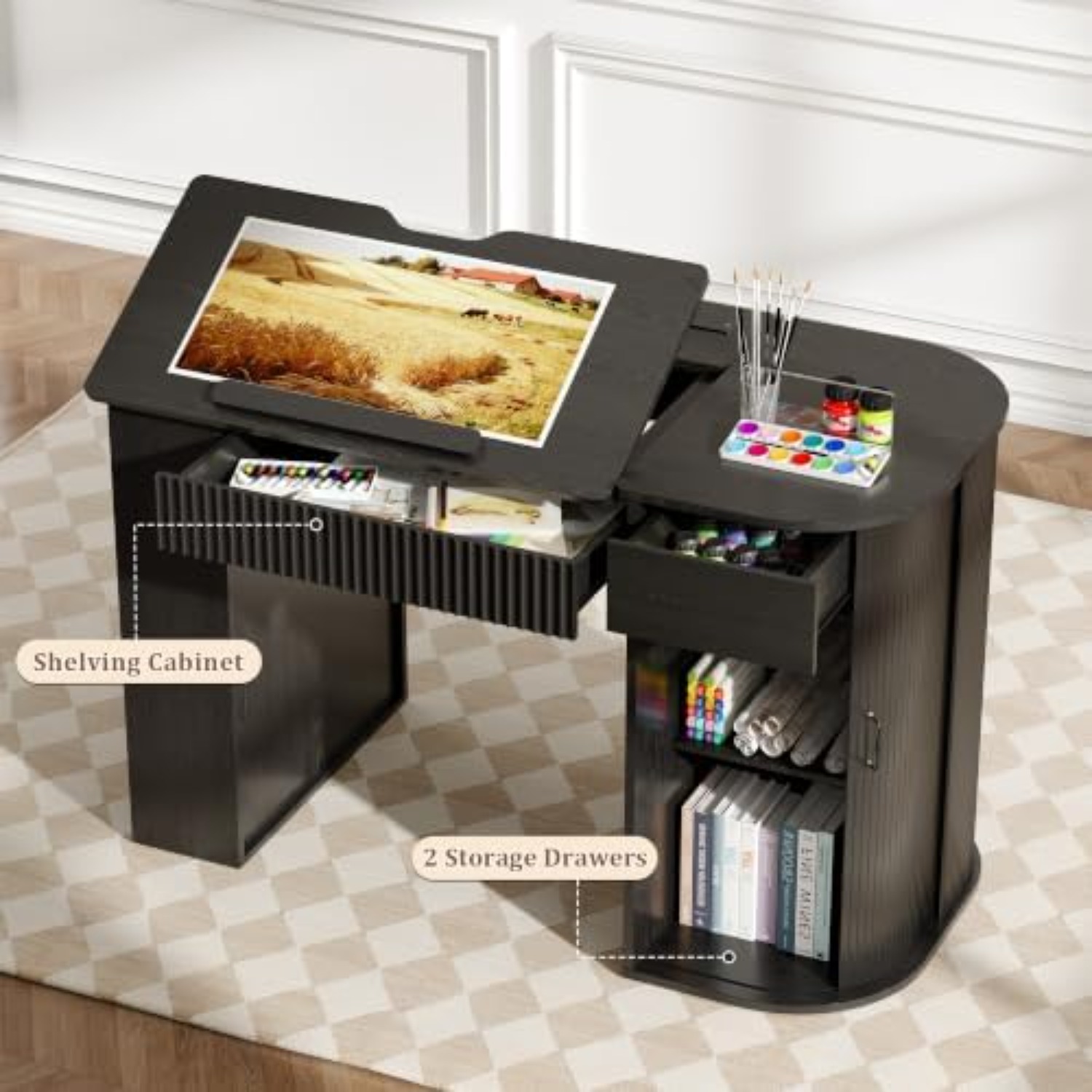 Drafting Table with Storage Ca - Art Craft Table 评论和价格