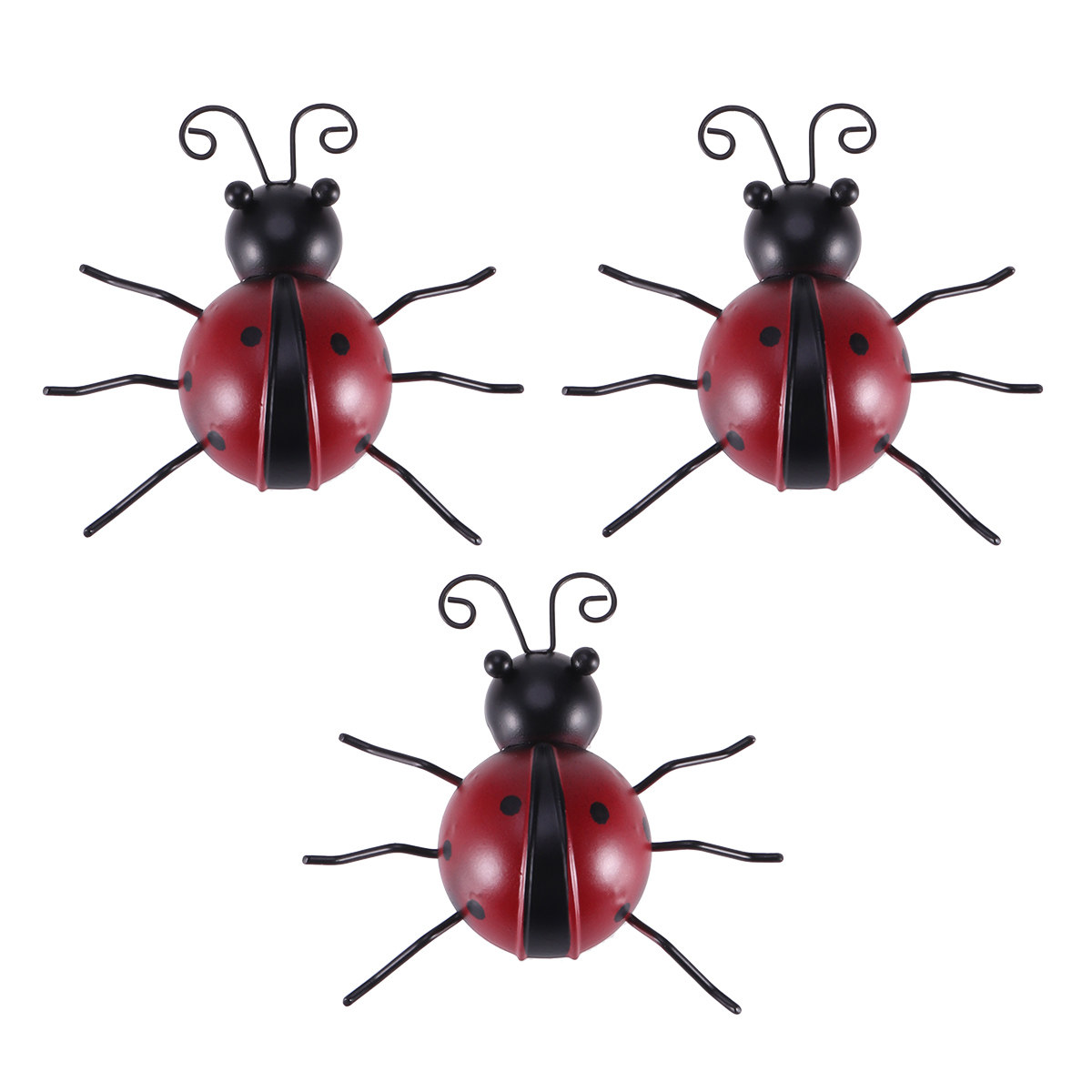 3Pcs Ladybug Wall Mounted Meta - Art Craft Ladybug 评论和价格