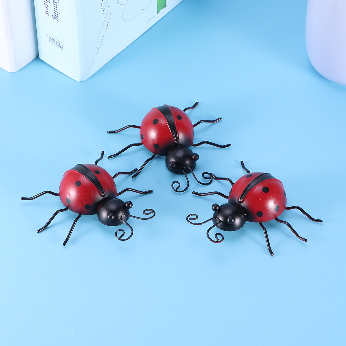 3Pcs Ladybug Wall Mounted Meta - Art Craft Ladybug 评论和价格