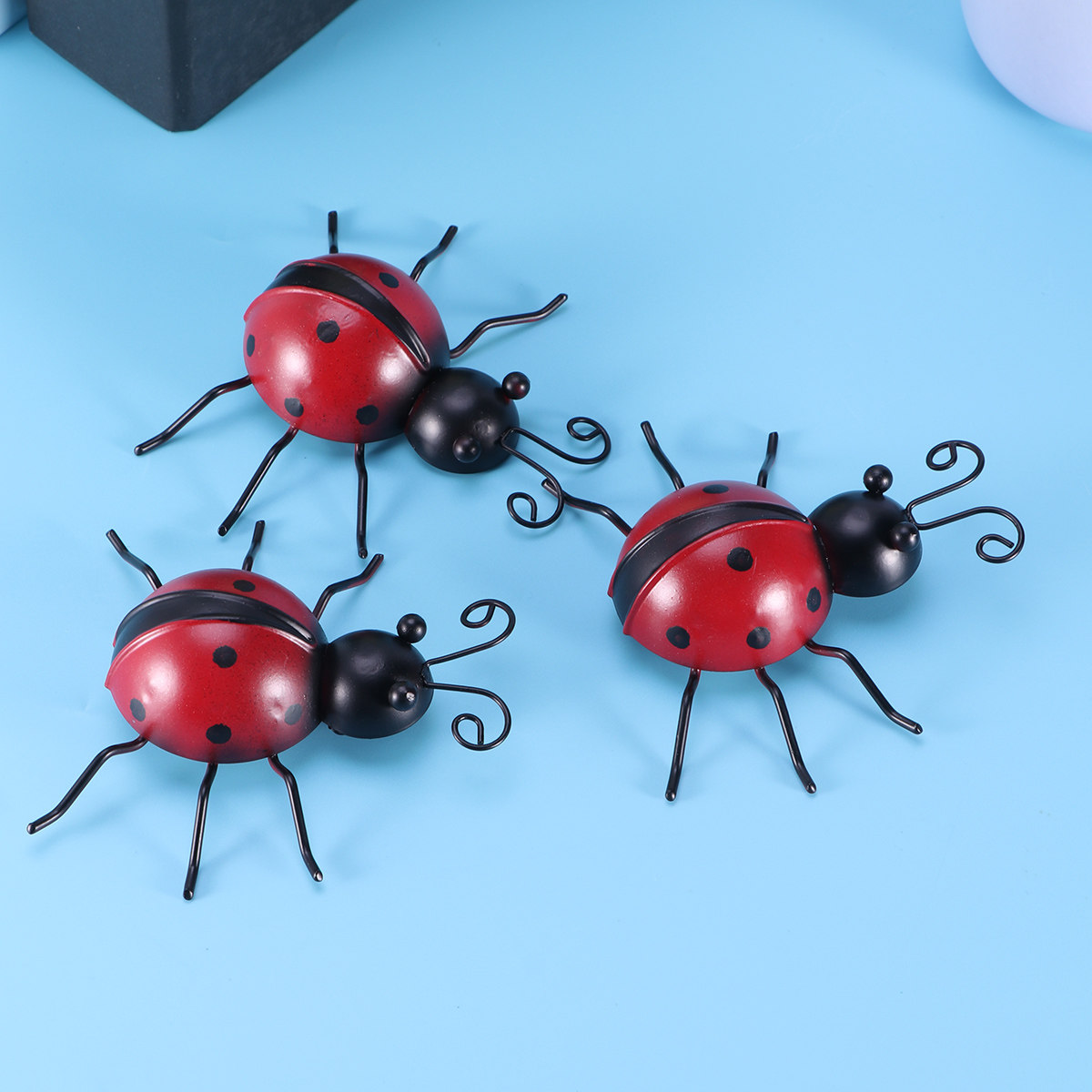 3Pcs Ladybug Wall Mounted Meta - Art Craft Ladybug 评论和价格