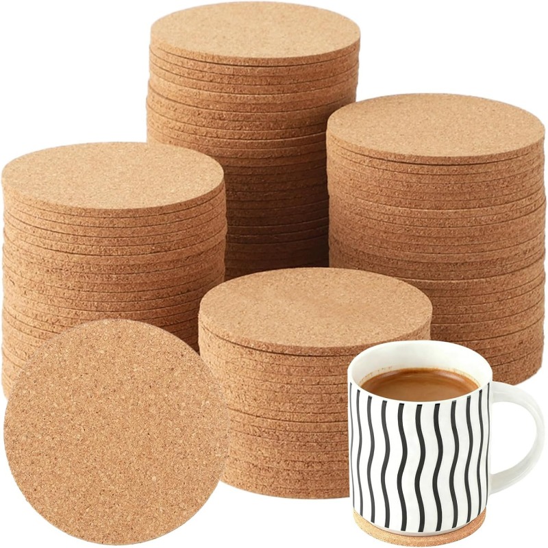 Natural Wooden Round Cork Coas - Art Craft Table 评论和价格