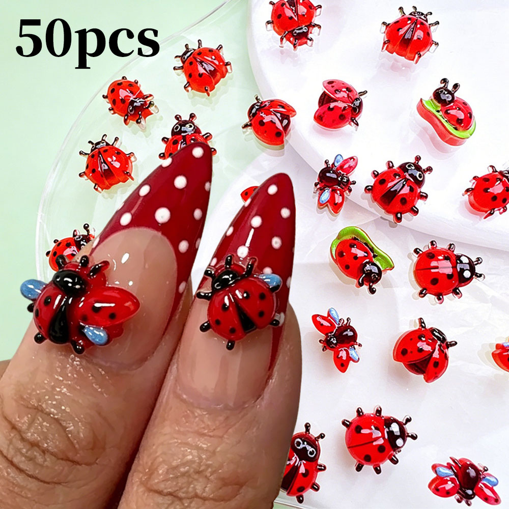 50pcs 3D Mini Resin Ladybug Na - Art Craft Ladybug 评论和价格