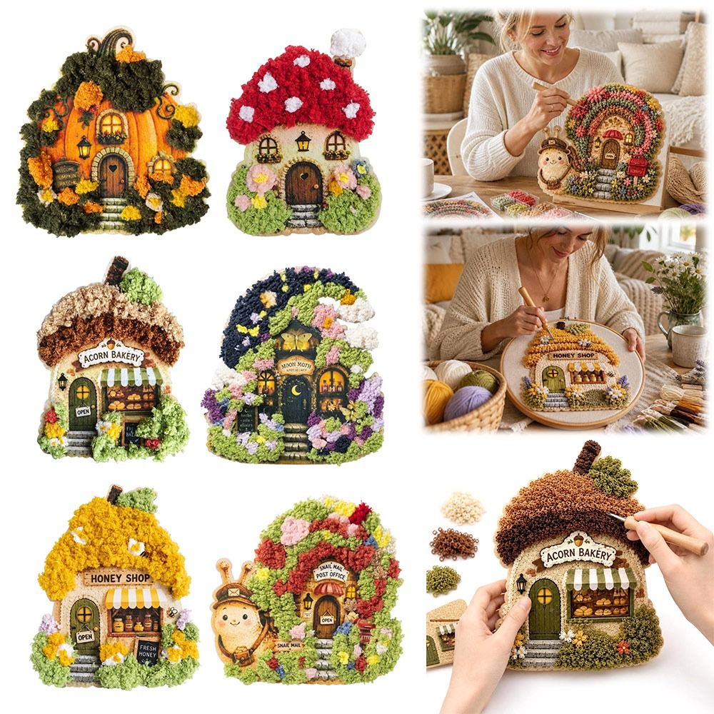 Whimsical Village 3D Fabric Po - Art Craft Village 评论和价格