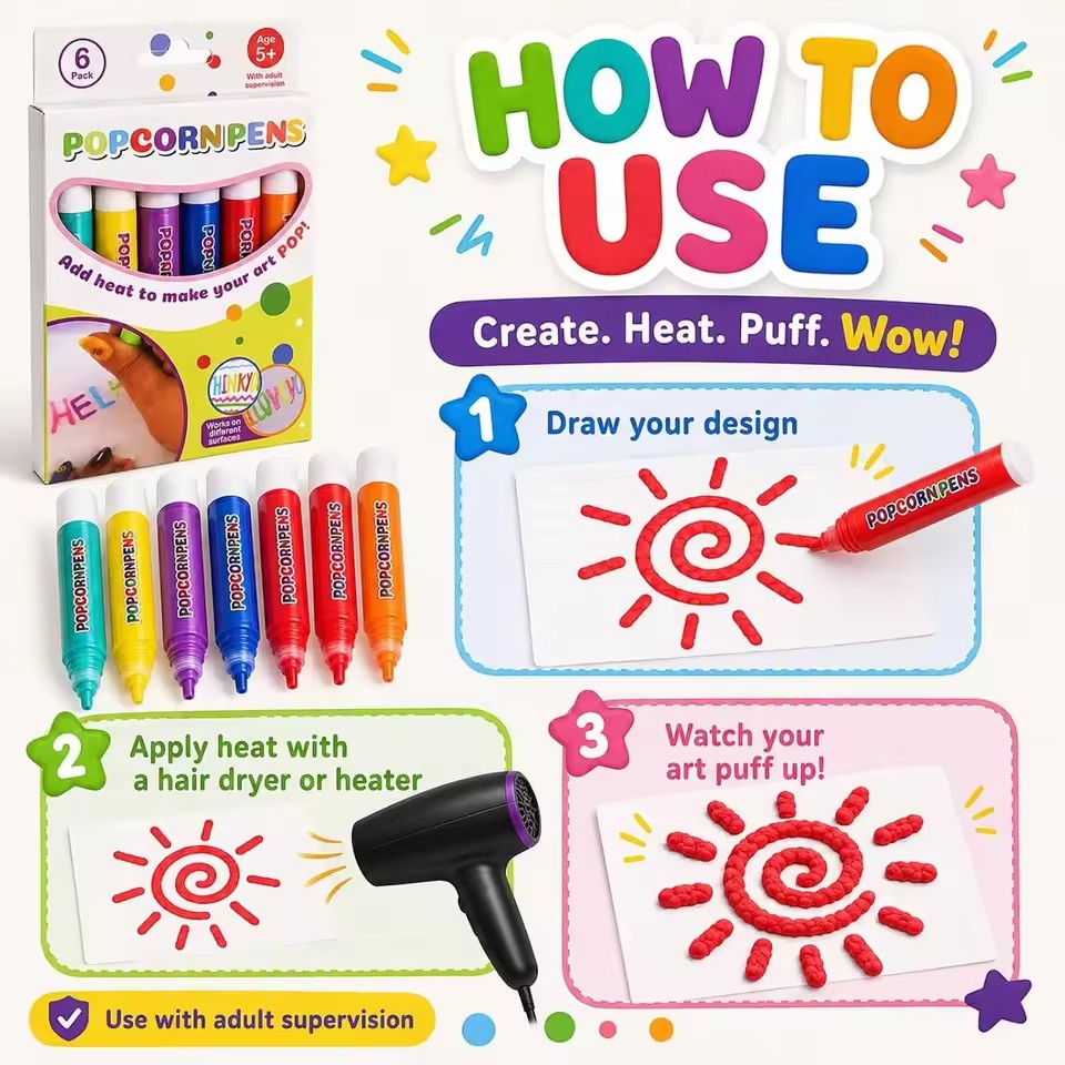 Puffy Popcorn Pen Set, Smooth  - Art Craft Notebook 评论和价格