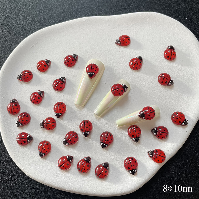 50Pcs 3D Resin Red Ladybug Nai - Art Craft Ladybug 评论和价格