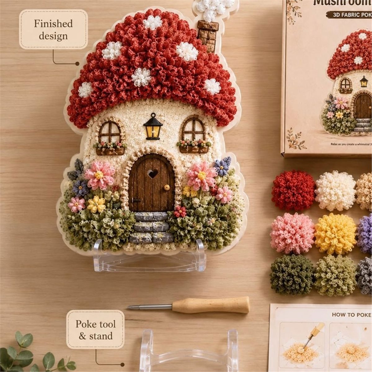 Whimsical Village 3D Fabric Po - Art Craft Village 评论和价格