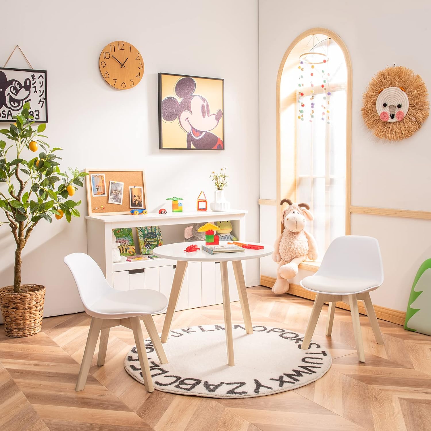 Kids Table & Chair Set 3 PCS W - Art Craft Activities For Preschoolers 评论和价格