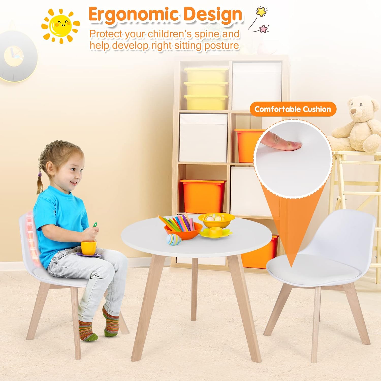 Kids Table & Chair Set 3 PCS W - Art Craft Activities For Preschoolers 评论和价格