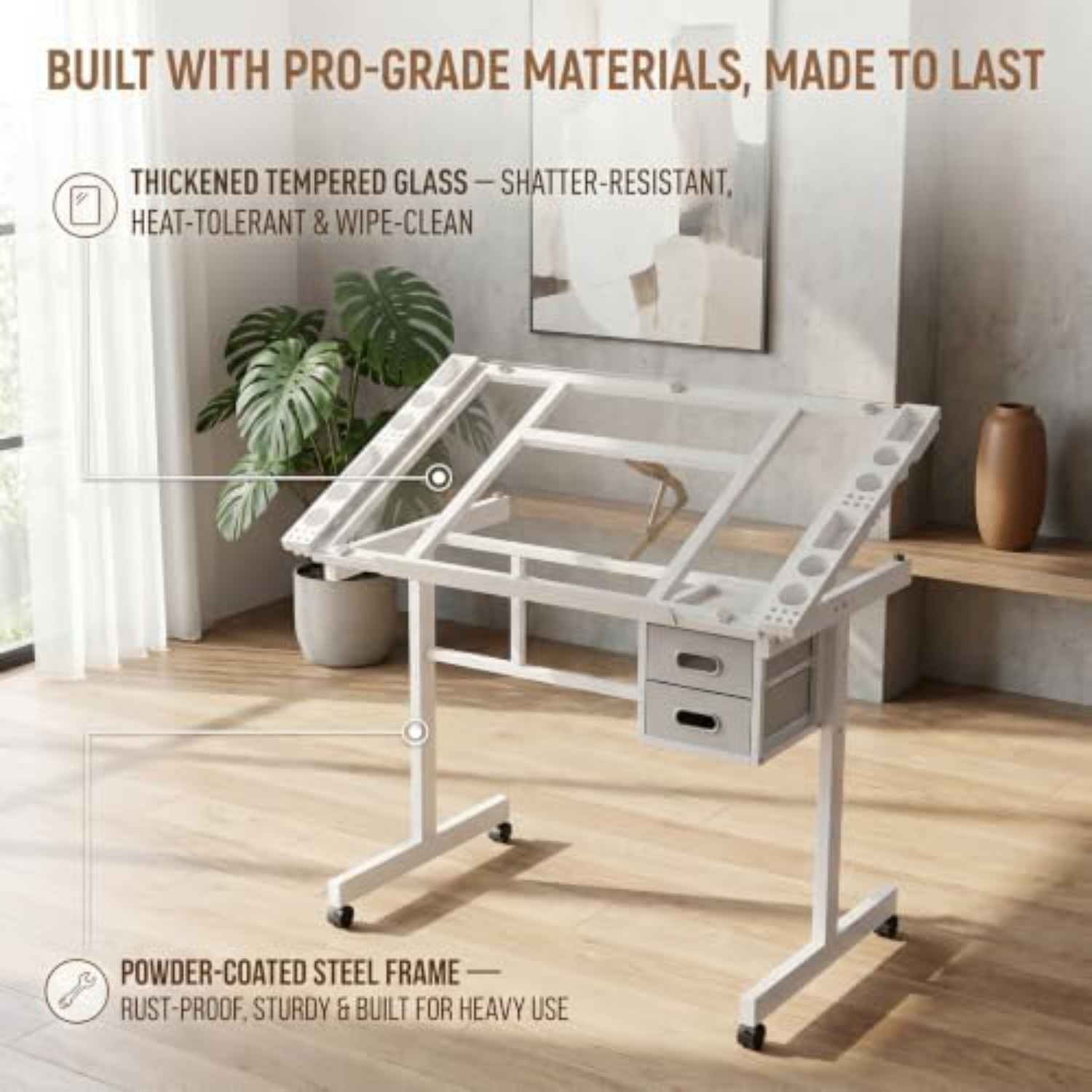 Rolling Drafting Table Desk, P - Art Craft Table 评论和价格