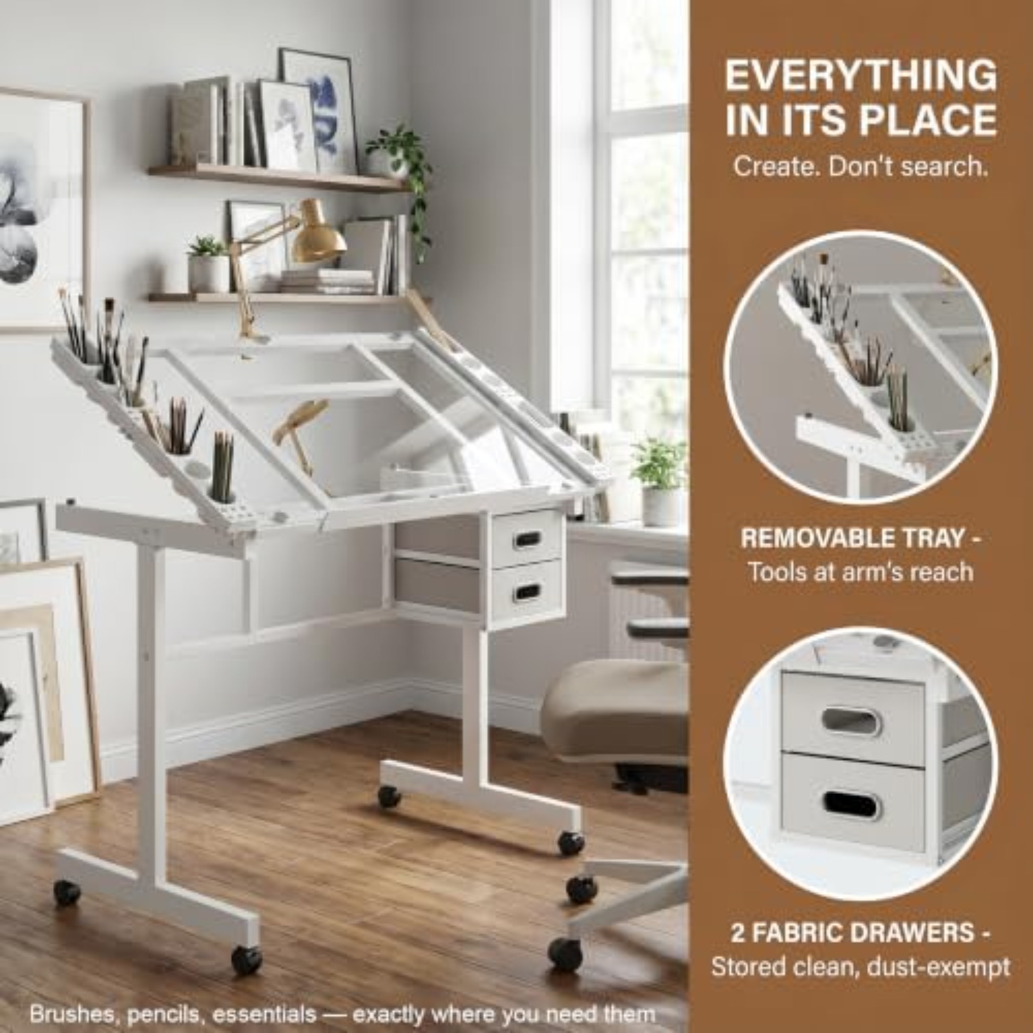 Rolling Drafting Table Desk, P - Art Craft Table 评论和价格