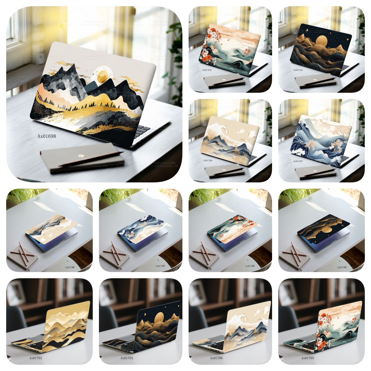 Minimalist Mountain Wave Lapto - Art Craft Notebook 评论和价格