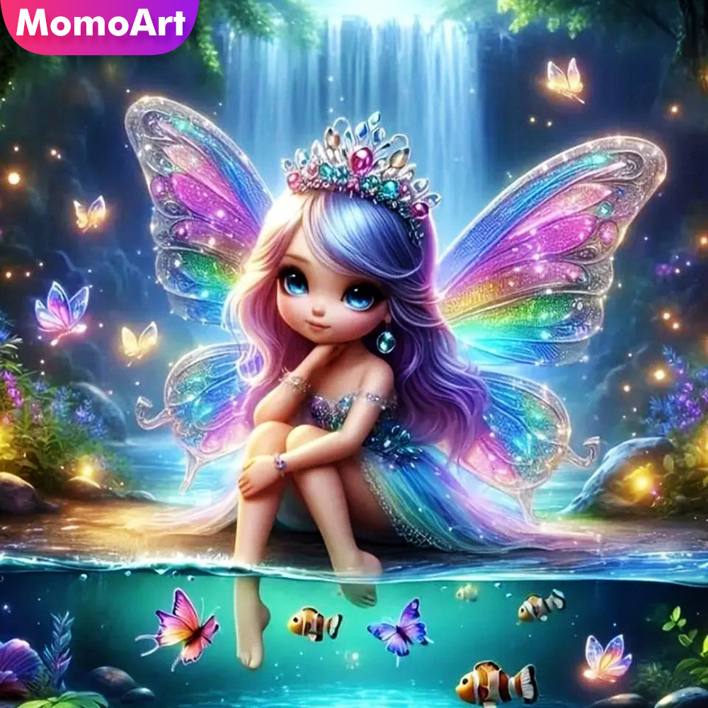 Momoart Girl Diamond Mosaic Po - Art Craft Butterfly 评论和价格