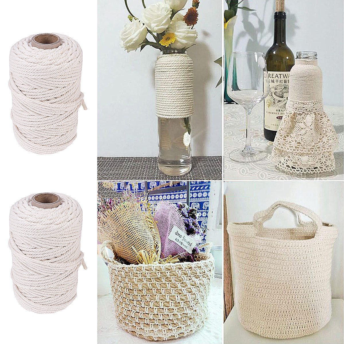 100M Natural Cotton Rope 5Mm U - Macrame Cord Cotton 评论和价格