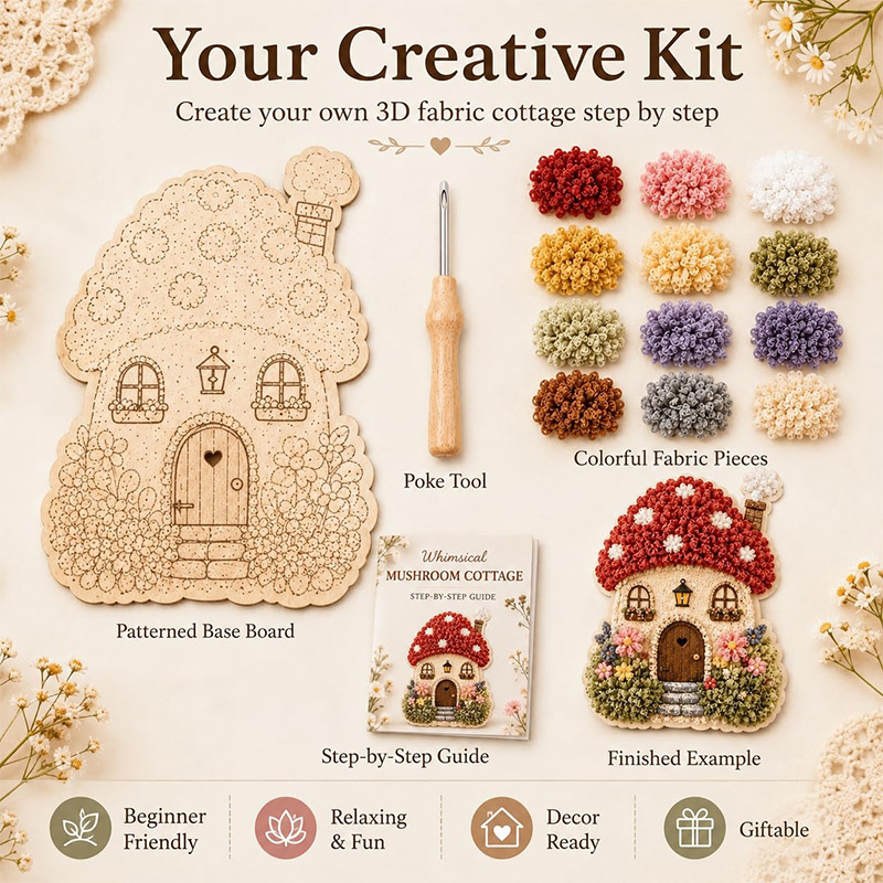 Whimsical Village 3D Fabric Po - Art Craft Village 评论和价格