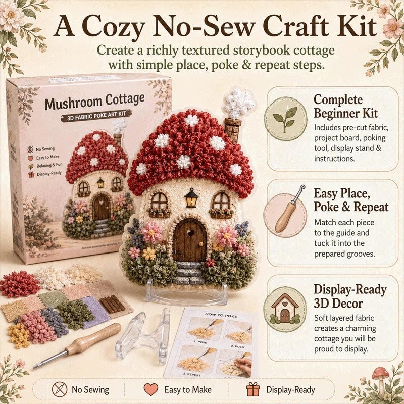 Whimsical Village 3D Fabric Po - Art Craft Village 评论和价格