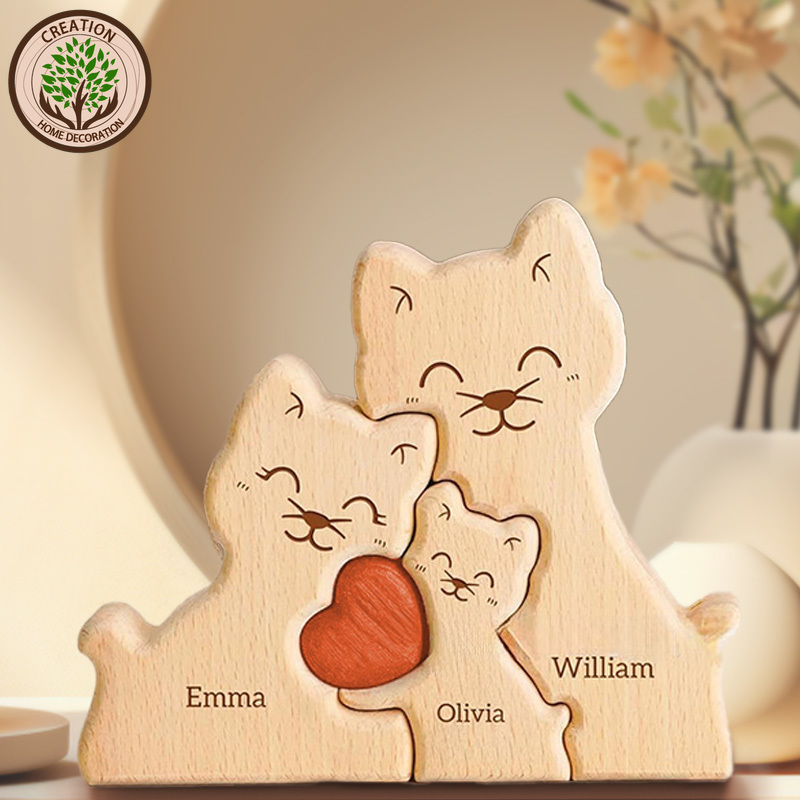 Wooden Cat Art Puzzle Warm Fam - Art Craft 2 Year Olds 评论和价格