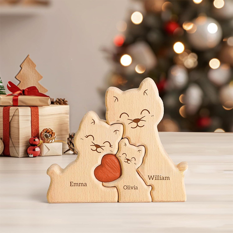 Wooden Cat Art Puzzle Warm Fam - Art Craft 2 Year Olds 评论和价格