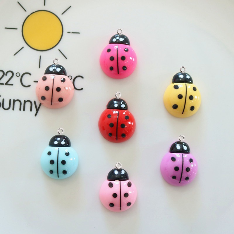 10Pcs Shiny Ladybug Flat Back  - Art Craft Ladybug 评论和价格