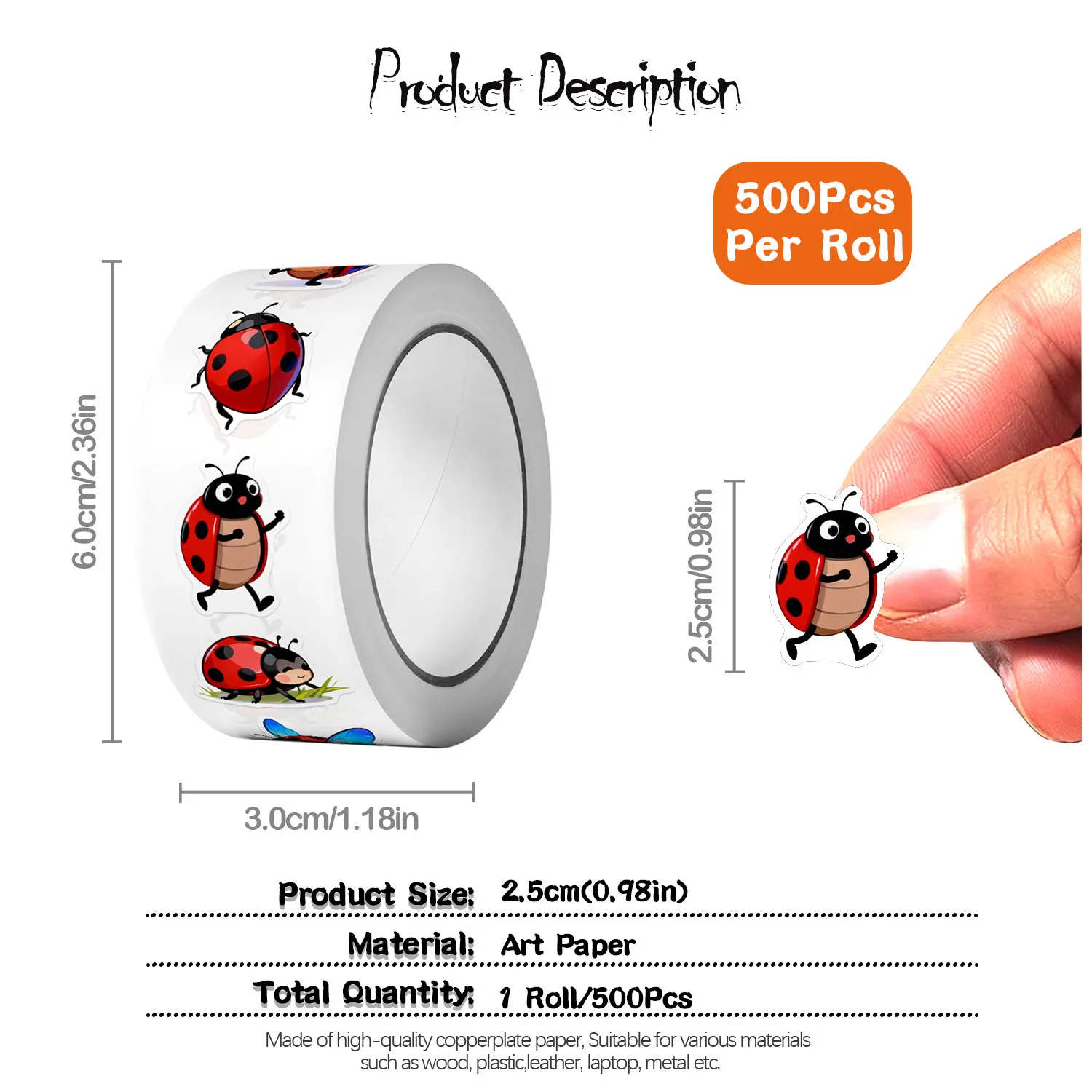 1Roll(500Pcs)10 Irregular Cart - Art Craft Ladybug 评论和价格